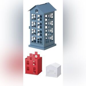 IKEA Blue, Red, and White Candle Holder Bundle